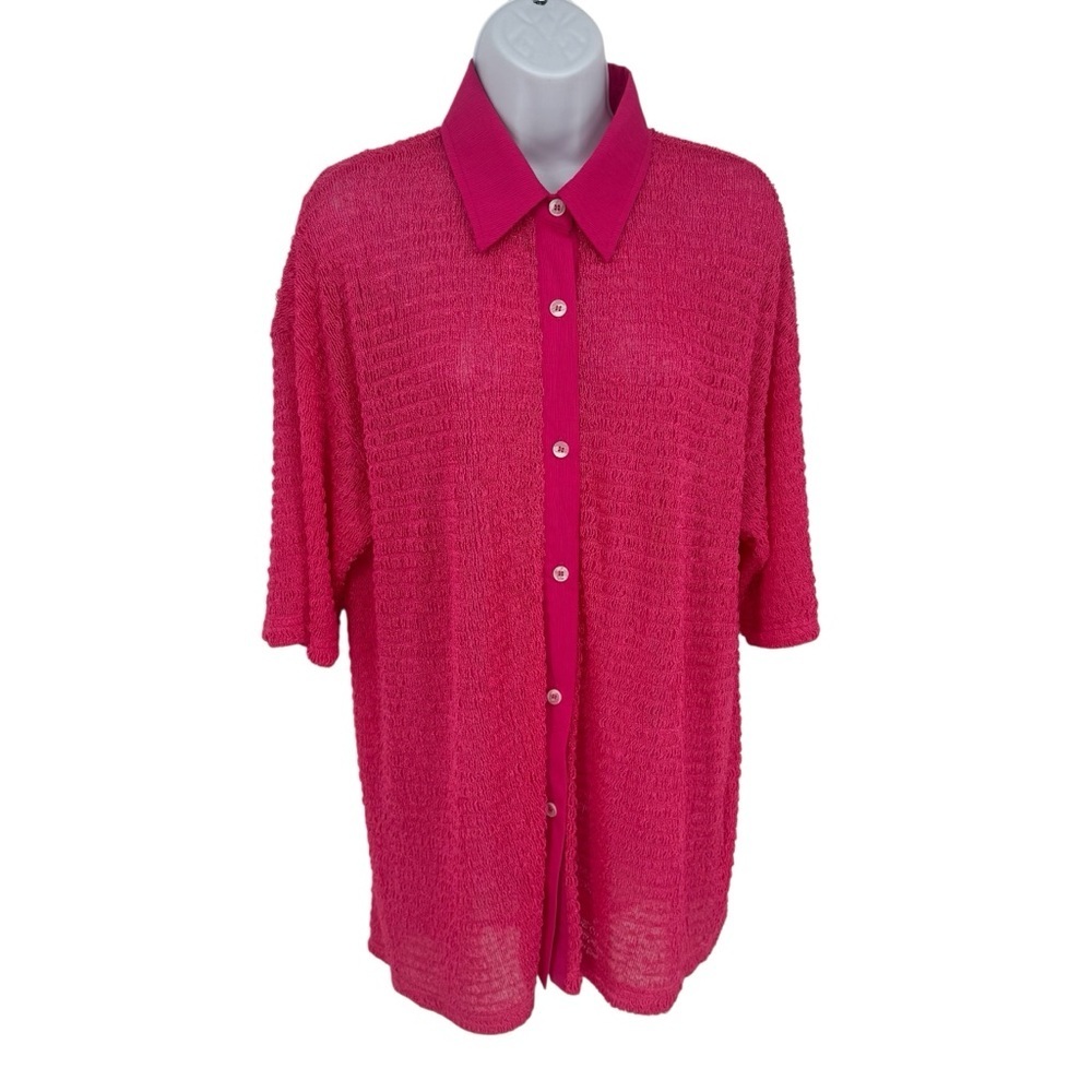 NWT Davi & Dani Pink Barbiecore Balletcore Textured Button Down Knit Top Medium